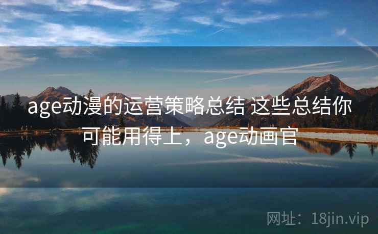 age动漫的运营策略总结 这些总结你可能用得上，age动画官