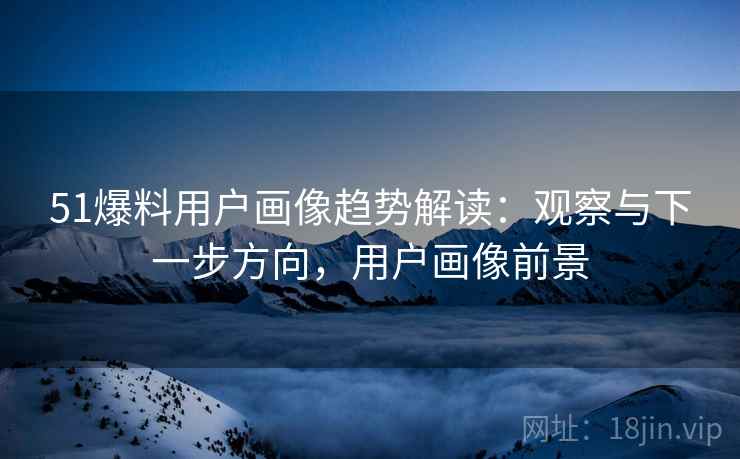 51爆料用户画像趋势解读：观察与下一步方向，用户画像前景