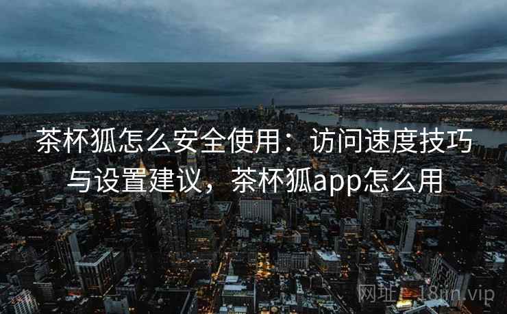 茶杯狐怎么安全使用：访问速度技巧与设置建议，茶杯狐app怎么用